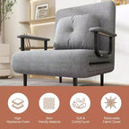 Fauteuil-lit convertible FurnitureR avec dossier réglable, canapé-lit moderne en tissu avec accoudoirs et oreiller, inclinable 6 positions, gris