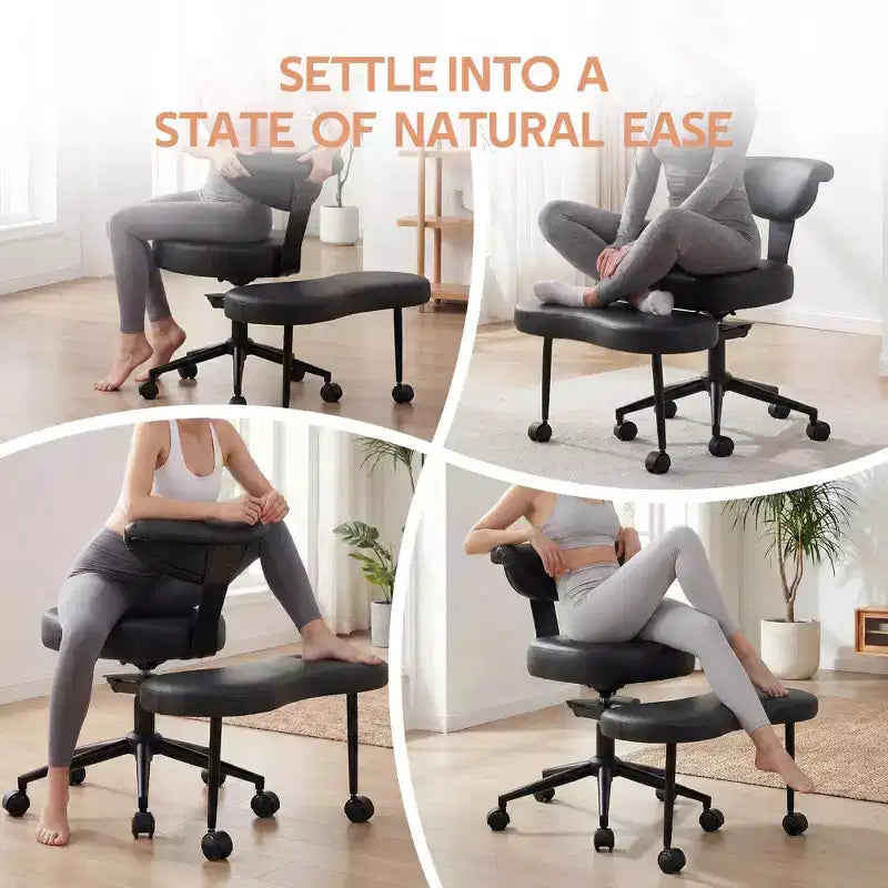 Chaise de bureau ergonomique pour s'asseoir en tailleur, chaise de méditation pivotante à 360°, chaises de bureau à genoux réglables en hauteur, pour la maison
