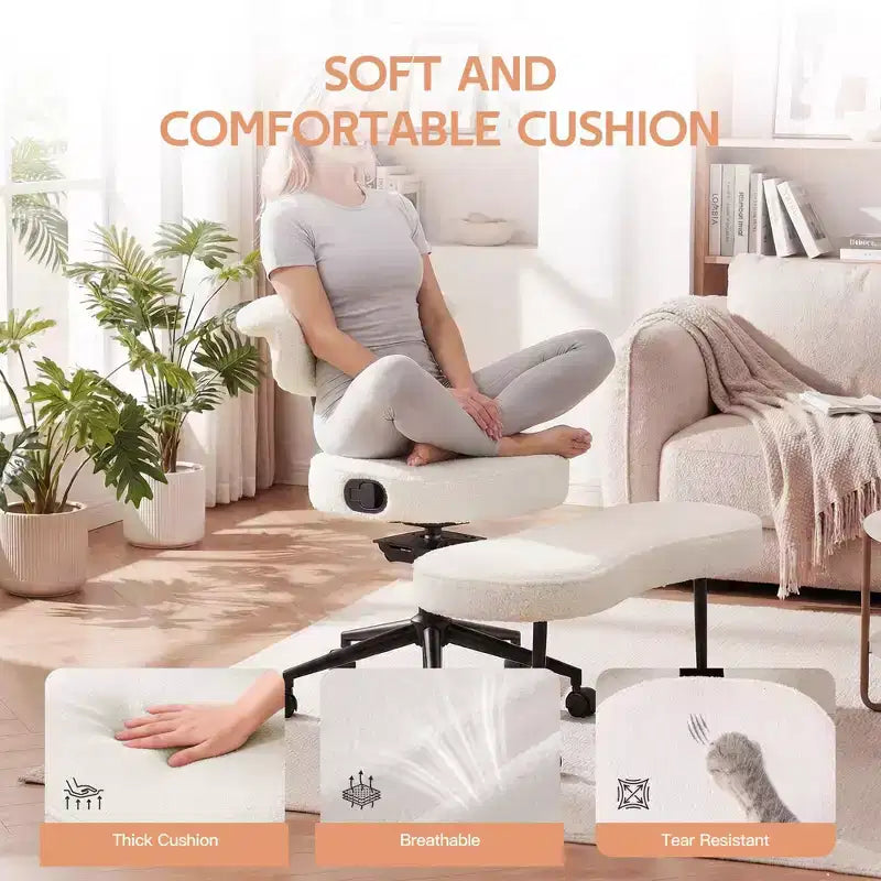 Chaise de bureau ergonomique pour s'asseoir en tailleur, chaise de méditation pivotante à 360°, chaises de bureau à genoux réglables en hauteur, pour la maison