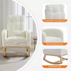 Fauteuil à bascule rembourré moderne pour chambre de bébé, fauteuil planeur en bouclette pour chambre d'enfant avec dossier haut, fauteuil inclinable, pour salon, beige