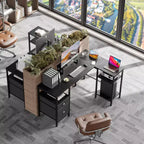 Bureau d'ordinateur d'angle en L noir de 50 pouces avec station de charge, bureau de jeu réversible, classeur, support d'écran, rangement pour bureau à domicile