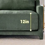 Canapé 2 places en chenille Homy Casa avec coussins lombaires, petite banquette moderne rembourrée pour salon, vert