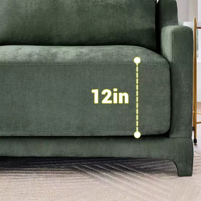 Canapé 2 places en chenille Homy Casa avec coussins lombaires, petite banquette moderne rembourrée pour salon, vert