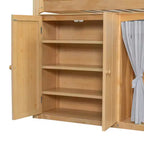 Lit mezzanine Polibi pleine/double avec tête de lit LED, armoire et meuble de rangement à double porte