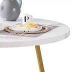 Ensemble Table à Manger, Ensemble de Cuisine Rond 3 Pièces avec Chaises Rembourrées et Cadre en Acier Robuste, pour Petits Espaces, Appartements et Studios, Blanc