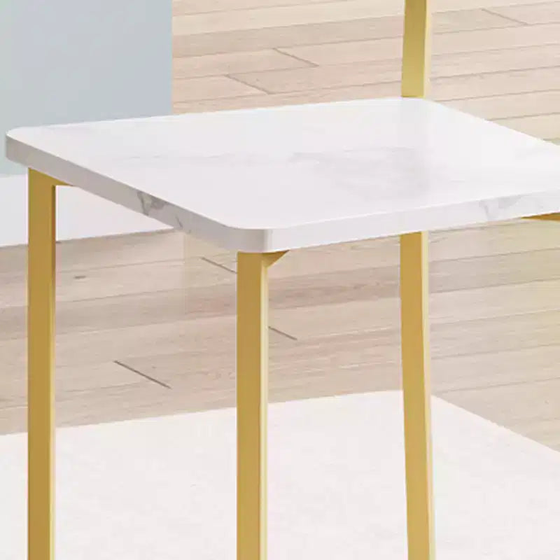 Ensemble Table à Manger, Ensemble de Cuisine Rond 3 Pièces avec Chaises Rembourrées et Cadre en Acier Robuste, pour Petits Espaces, Appartements et Studios, Blanc