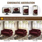 Causeuse Eloise 63 de GDFStudio en velours capitonné style Chesterfield avec garniture cloutée et accoudoirs roulés