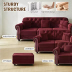 Causeuse Eloise 63 de GDFStudio en velours capitonné style Chesterfield avec garniture cloutée et accoudoirs roulés