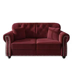 Causeuse Eloise 63 de GDFStudio en velours capitonné style Chesterfield avec garniture cloutée et accoudoirs roulés