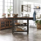 Îlot de cuisine bicolore Keyla avec plateau en chêne - iNSPIRE Q