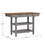 Îlot de cuisine bicolore Keyla avec plateau en chêne - iNSPIRE Q