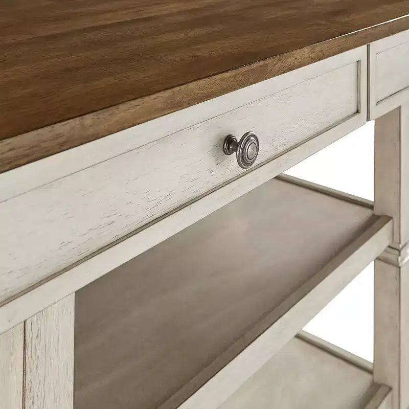 Îlot de cuisine bicolore Keyla avec plateau en chêne - iNSPIRE Q