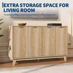 Buffet cannelé, Armoire de rangement cannelée moderne de 140 cm avec étagères réglables et portes, Buffet d'appoint pour cuisine, bar à café