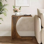Table d'appoint en C Lantine pour canapé, petite table de chevet pour canapé, table de nuit en bois pour salon, chambre, bureau d'ordinateur portable (1, marron rustique)