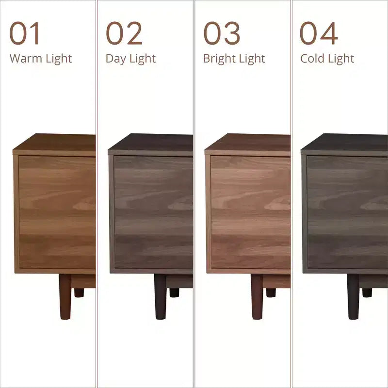 Meuble TV moderne GDFStudio Arjun 76 en bois avec tiroirs et armoire de rangement en rotin