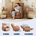 Fauteuil inclinable électrique moderne avec ports USB - Fauteuil à bascule pivotant à 270° en cuir PU pour salon, chambre d'enfant ou chambre à coucher - Marron