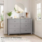 Grande commode moderne noire à 6 tiroirs en bois, tiroirs profonds et poignées métalliques pour chambre à coucher, entrée, couloir