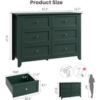 Grande commode moderne noire à 6 tiroirs en bois, tiroirs profonds et poignées métalliques pour chambre à coucher, entrée, couloir