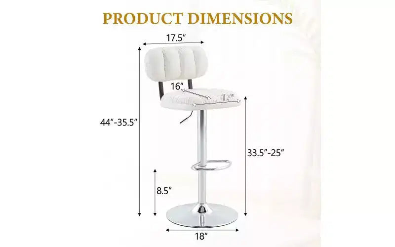 Lot de 2 tabourets de bar réglables en hauteur avec assise en similicuir et repose-pieds chromé