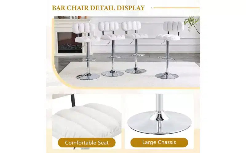 Lot de 2 tabourets de bar réglables en hauteur avec assise en similicuir et repose-pieds chromé
