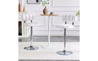 Lot de 2 tabourets de bar réglables en hauteur avec assise en similicuir et repose-pieds chromé