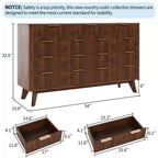 Commode moderne cannelée à 9 tiroirs de 137 cm, en bois avec poignées en métal et profil incurvé, élégant meuble TV pour chambre, salon, entrée
