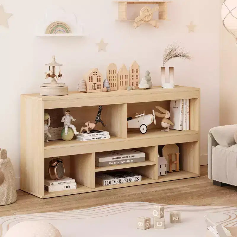 Organisateur de rangement de jouets pour chambre d'enfant avec tiroir, étagère à livres et à jouets en bois à 6 cubes, organisateur de rangement de cubes pour maison de jeu, salle de classe et chambre de bébé