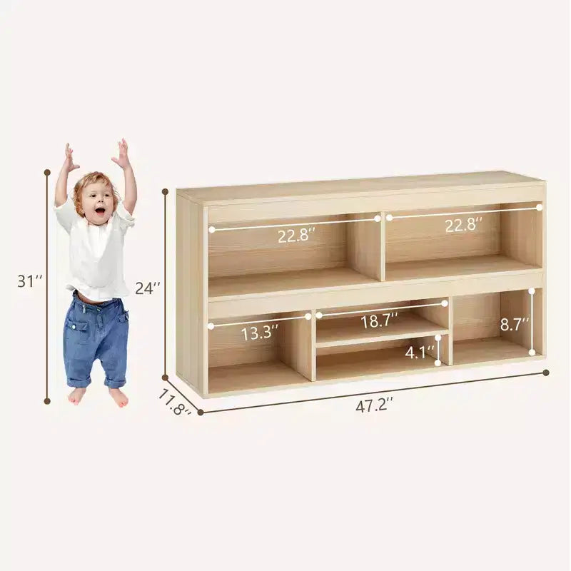 Organisateur de rangement de jouets pour chambre d'enfant avec tiroir, étagère à livres et à jouets en bois à 6 cubes, organisateur de rangement de cubes pour maison de jeu, salle de classe et chambre de bébé