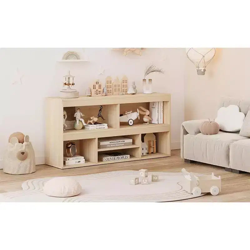 Organisateur de rangement de jouets pour chambre d'enfant avec tiroir, étagère à livres et à jouets en bois à 6 cubes, organisateur de rangement de cubes pour maison de jeu, salle de classe et chambre de bébé