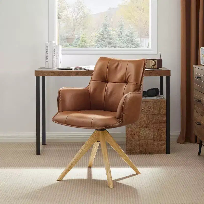 Chaise d'appoint pivotante en cuir véritable Art Leon pour bureau à domicile