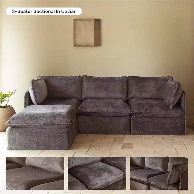 Chaise de bout modulaire lavable Anabei – Gauche | Assise Deluxe+ et coussin Cloud