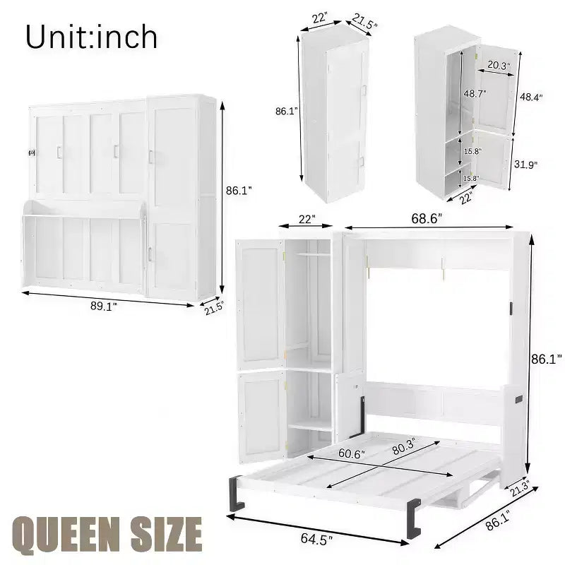 Lit escamotable Queen Luxystar avec armoire et bureau