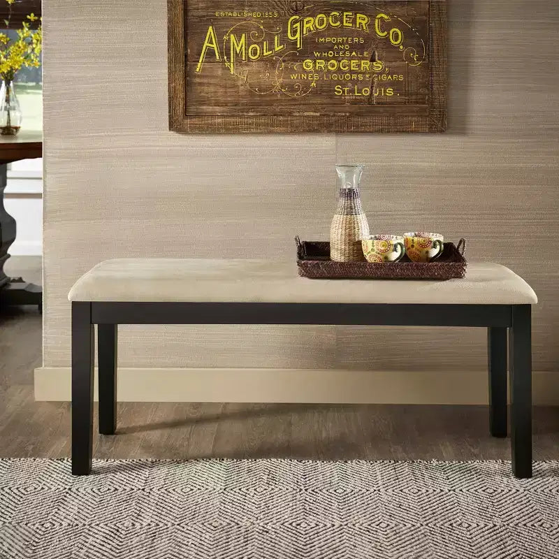 Banc de salle à manger Kensington en bois noir – Noir/Beige – iNSPIRE Q