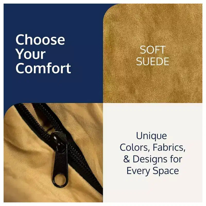 Pouf Ultimate Sack 3 pieds, fauteuil d'intérieur confortable surdimensionné, suédine couleur chameau