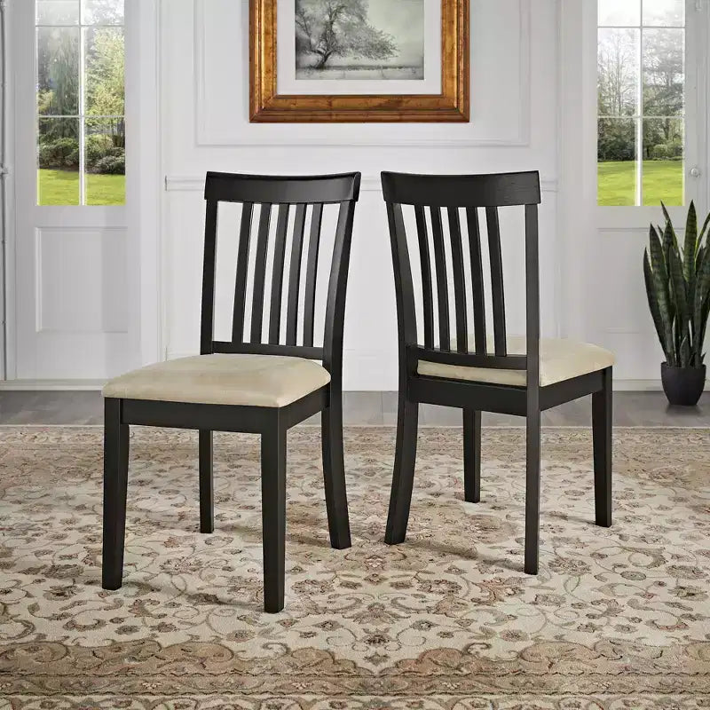 Chaises de salle à manger Kensington Mission à dossier en bois noir et microfibre beige (lot de 2) - Noir/Beige - iNSPIREQ