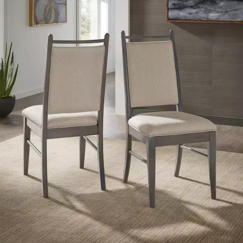 Chaise de salle à manger Fuske en tissu beige et bois (lot de 2) - iNSPIREQ