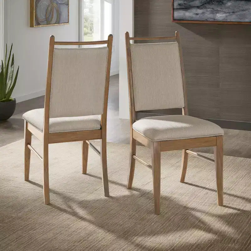 Chaise de salle à manger Fuske en tissu beige et bois (lot de 2) - iNSPIREQ