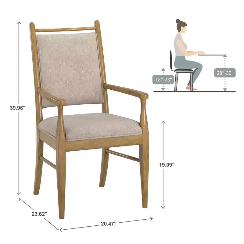 Fauteuil Fuske en tissu beige et bois (lot de 2) - iNSPIREQ