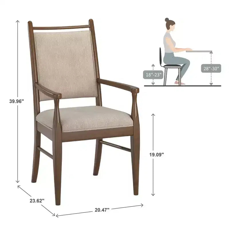 Fauteuil Fuske en tissu beige et bois (lot de 2) - iNSPIREQ