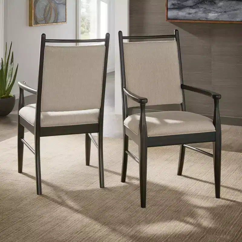 Fauteuil Fuske en tissu beige et bois (lot de 2) - iNSPIREQ