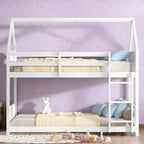Lit superposé cabane Luxystar double sur double avec tête de lit, pied de lit et garde-corps