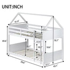 Lit superposé cabane Luxystar double sur double avec tête de lit, pied de lit et garde-corps