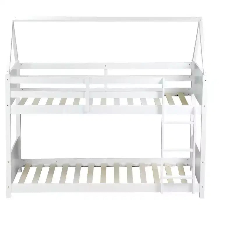 Lit superposé cabane Luxystar double sur double avec tête de lit, pied de lit et garde-corps