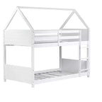Lit superposé cabane Luxystar double sur double avec tête de lit, pied de lit et garde-corps