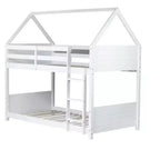 Lit superposé cabane Luxystar double sur double avec tête de lit, pied de lit et garde-corps