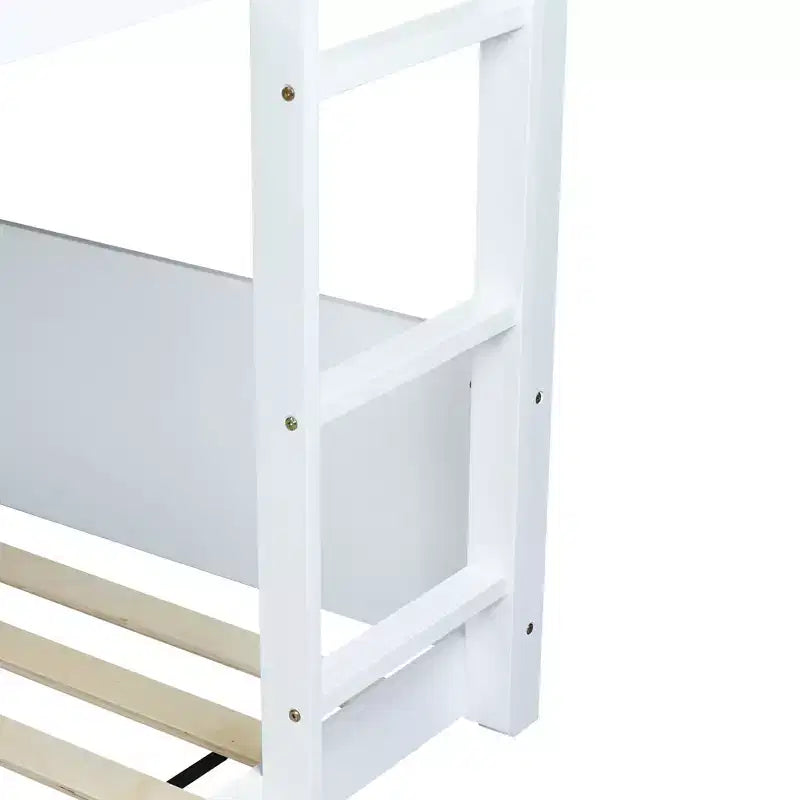 Lit superposé cabane Luxystar double sur double avec tête de lit, pied de lit et garde-corps