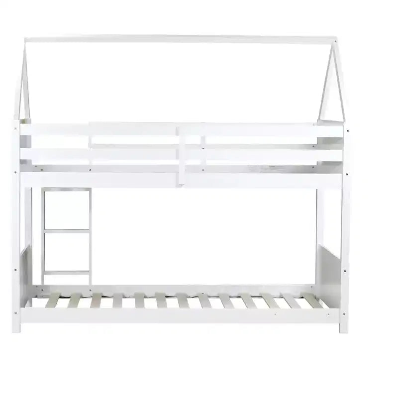 Lit superposé cabane Luxystar double sur double avec tête de lit, pied de lit et garde-corps