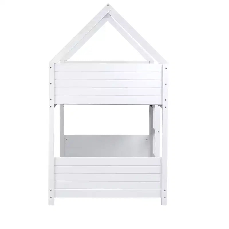 Lit superposé cabane Luxystar double sur double avec tête de lit, pied de lit et garde-corps