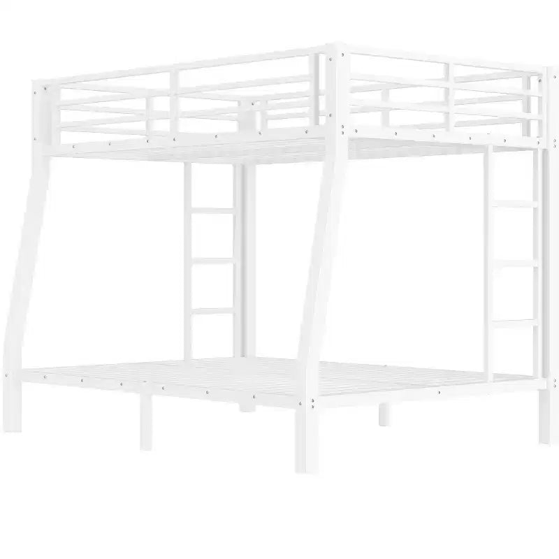 Lit Superposé Bellemave avec Échelle et Barrière de Sécurité, Cadre de Lit Superposé en Métal pour Adolescents et Adultes, Pas Besoin de Sommier Tapissier