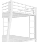 Lit Superposé Bellemave avec Échelle et Barrière de Sécurité, Cadre de Lit Superposé en Métal pour Adolescents et Adultes, Pas Besoin de Sommier Tapissier